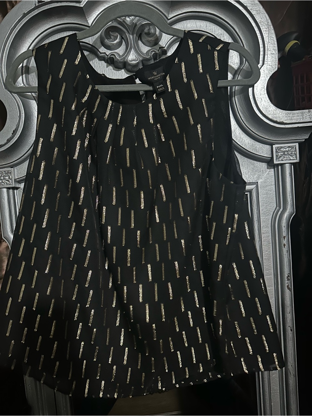 Worthington Black Top with Gold Metallic Accents